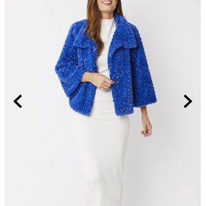 JAYLEY FAUX FUR SOFT FUZZY SWEATER ONE SIZE BRIGHT BLUE